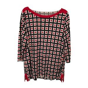 Talbots Woman Plus Size Geometric 3/4 Sleeve Lightweight Tee - Size 1X